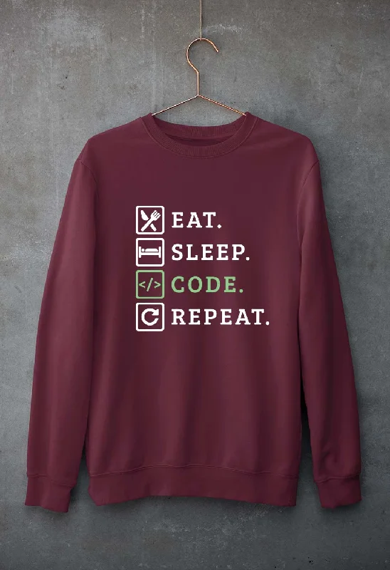 Eat Sleep Code Repeat Unisex Sweatshirt for Men/Women Comfy Sweatshirts for Fall
