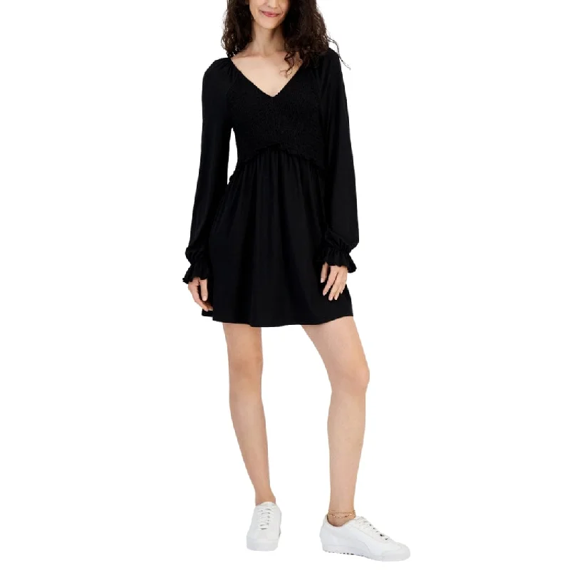 LOVE FIRE - Long-Sleeved Smocked Short Dress Vintage unclassified dresses