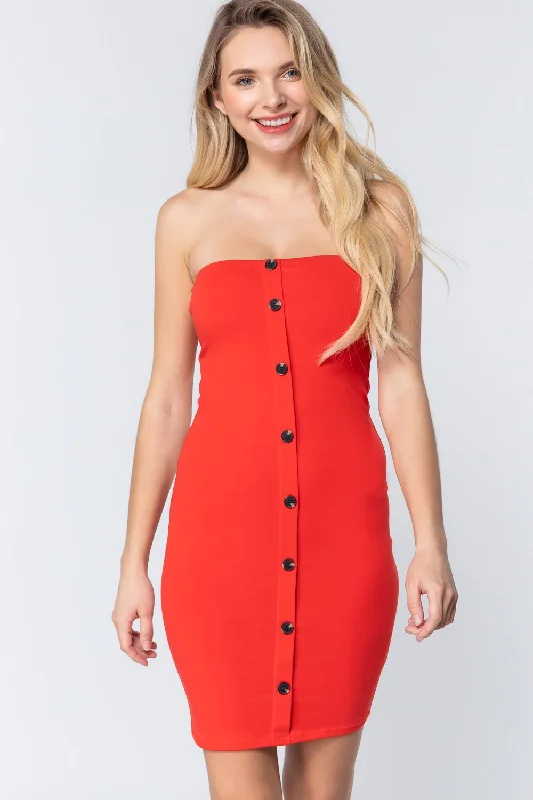 Button Down Tube Mini Dress Long unclassified dresses