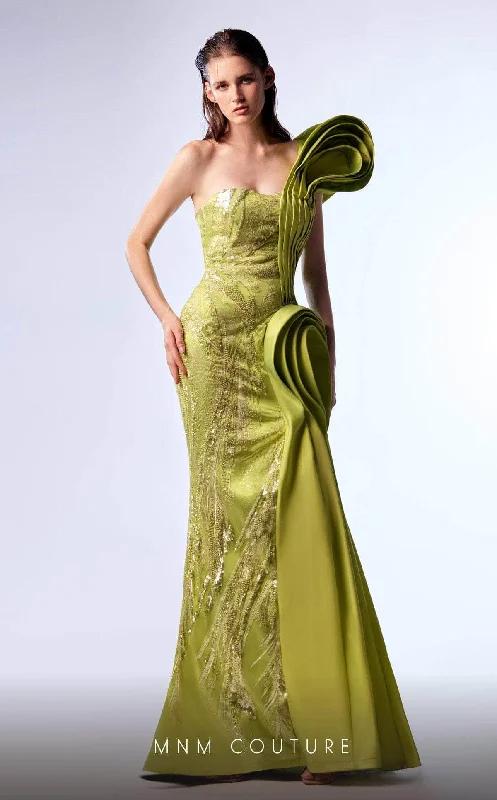 MNM Couture G1712 - Beaded Draped Long Gown Preppy maxi dresses